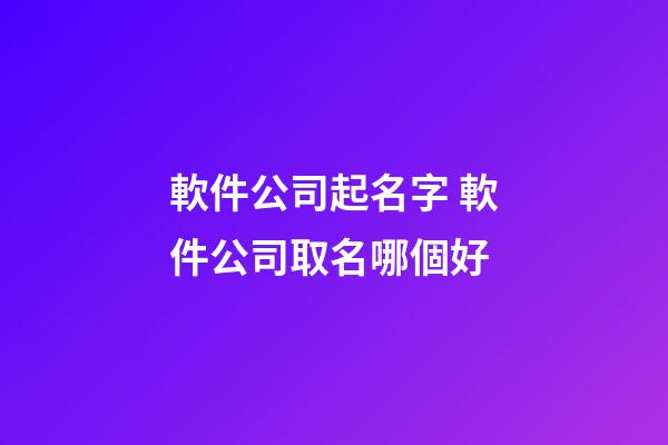 軟件公司起名字 軟件公司取名哪個好-第1張-公司起名-玄機派